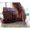 image:imageKomalC Leather Backpack Rucksack Travel Laptop Camping Bag for Men Women TanTan